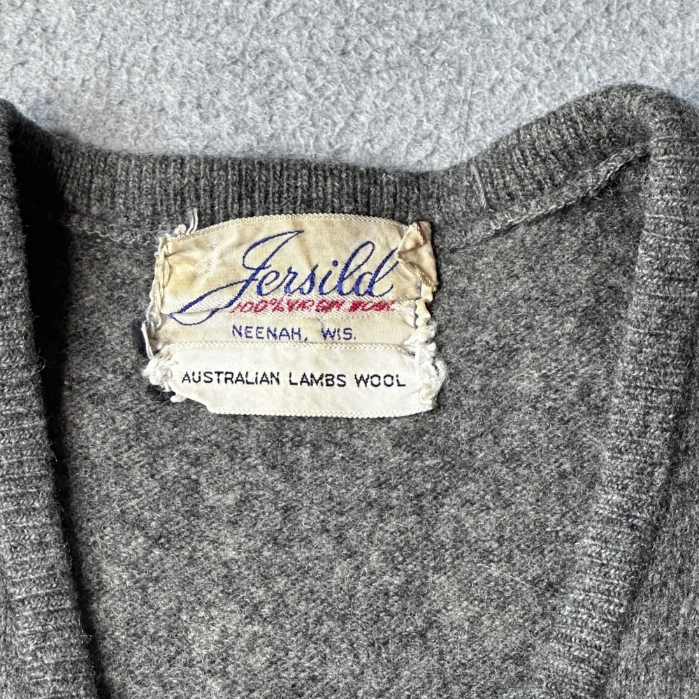 Vintage Jersild Sweater Vest Mens M Australian Lambswool Gray V-Neck Knit USA